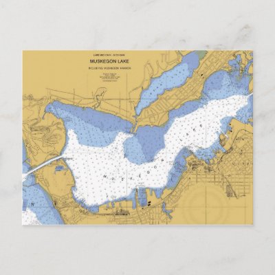 Muskegon, MI Nautical Harbor Chart Postcard