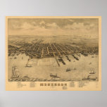 Muskegon Michigan 1874 Antique Panoramic Map posters