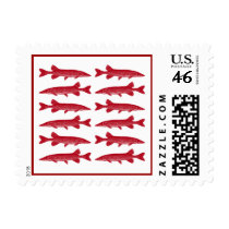 Muskie in Red Postage Stamp