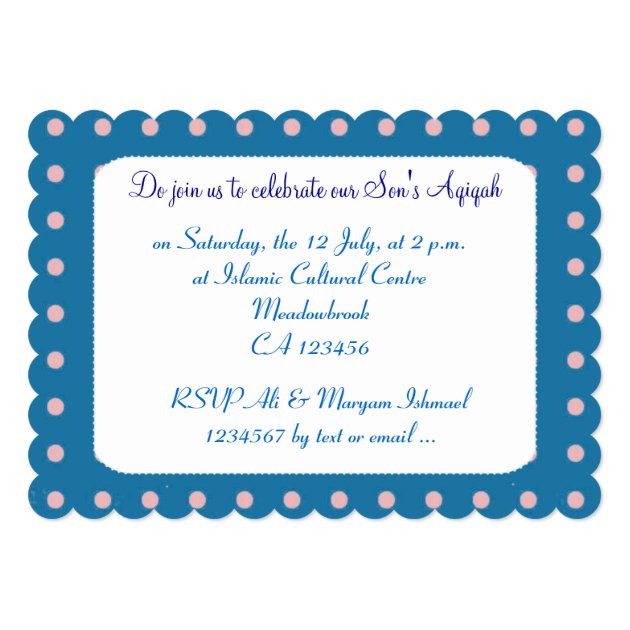 Muslim baby boy Blue Aqiqah Islamic Card