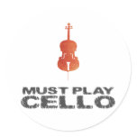 Must Play Cello Round Sticker