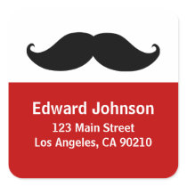 Mustache Address Labels, Square stickers