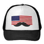 Mustache American Flag Trucker Hat