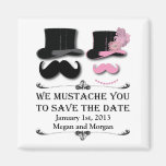 Mustache and Top Hat Save The Date Magnet