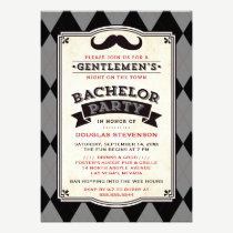 Mustache & Argyle Bachelor Party Invitation invitations