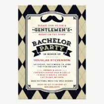 Mustache & Argyle Bachelor Party Invitation invitations