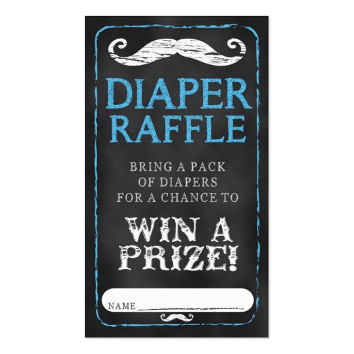 Mustache Baby Shower Diaper Raffle Ticket Baby Business Card Template (front side)