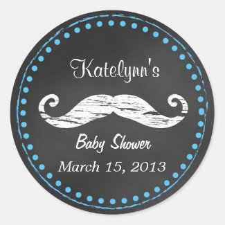 Mustache Baby Shower Favor Sticker