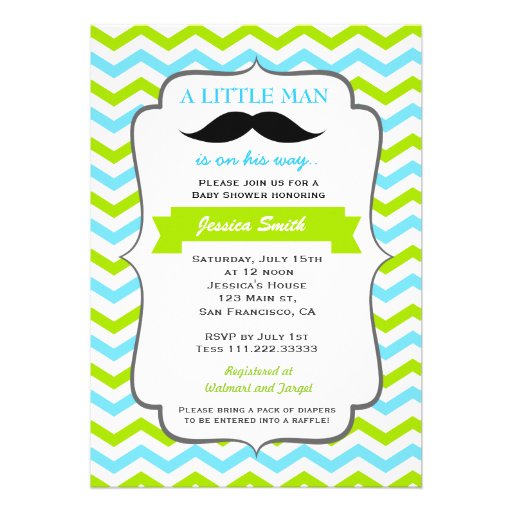 Mustache Baby Shower Invitation (front side)