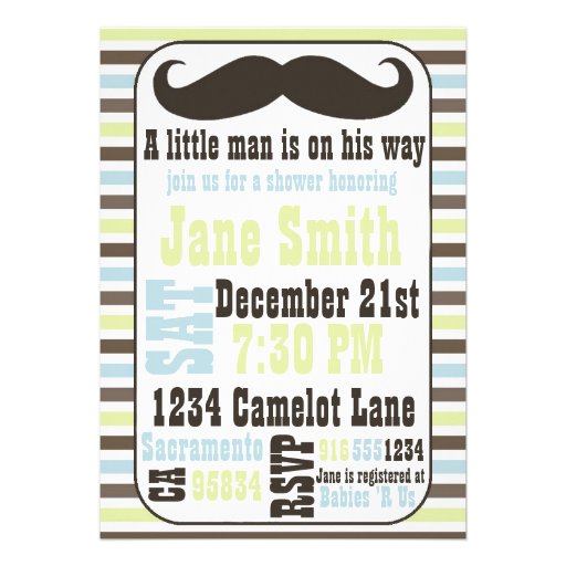 Mustache Baby Shower Invitation