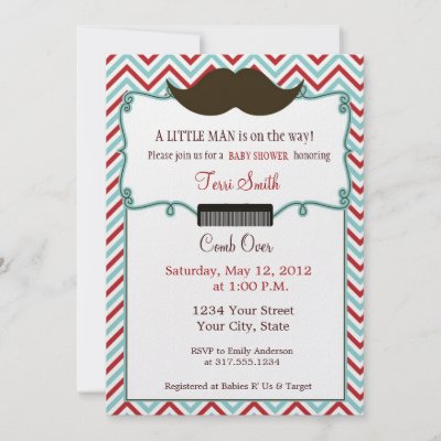 Mustache Baby Shower Invitation for Little Man