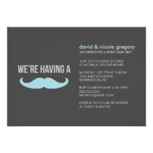 Mustache Baby Shower Personalized Invitations