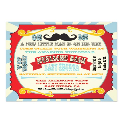 Mustache Bash Baby Shower Invitation