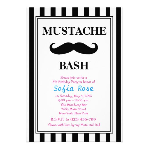 Mustache Bash Birthday Invitation