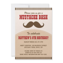 Mustache bash birthday party invitation
