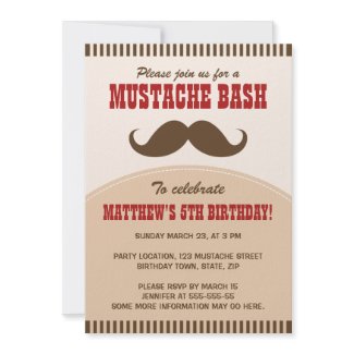 Mustache bash birthday party invitation invitation