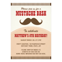 Mustache bash birthday party invitation