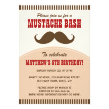 Mustache bash birthday party invitation
