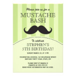 Mustache bash birthday party invitation, green
