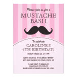 Mustache bash birthday party invitation, pink