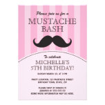 Mustache bash birthday party invitation, pink