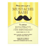 Mustache bash birthday party invitation, yellow