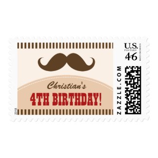 Mustache bash birthday party postage stamps stamp