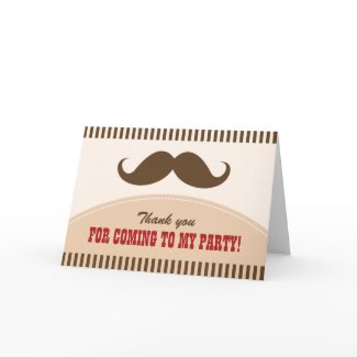 Mustache bash birthday party thank you card card
