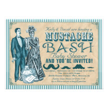 Mustache Bash Couples Baby Shower - Blue and White