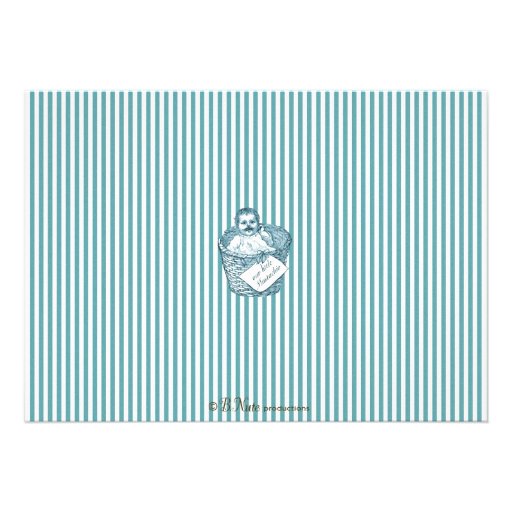 Mustache Bash Couples Baby Shower - Blue and White Announcements