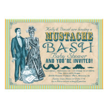 Mustache Bash Couples Baby Shower Invitation