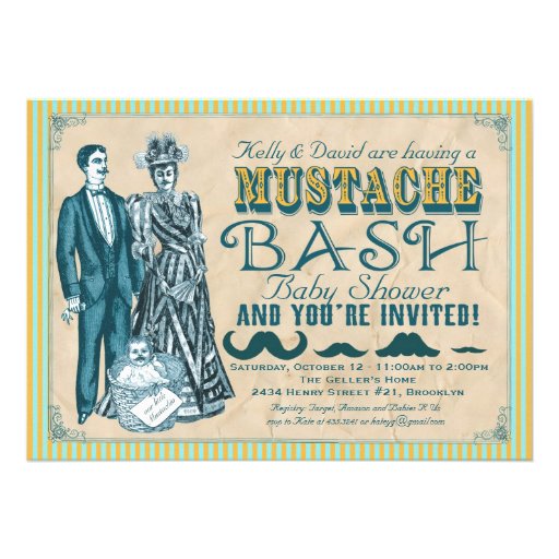 Mustache Bash Couples Baby Shower Invitation