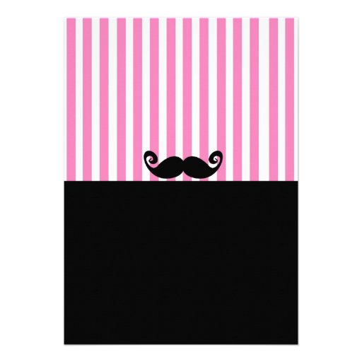 Mustache Bash Girls Pink White Black Invitations