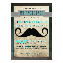 Mustache Bash Hipster Bachelor Party Invitation