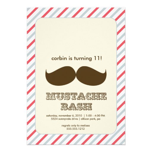 mustache bash invitation