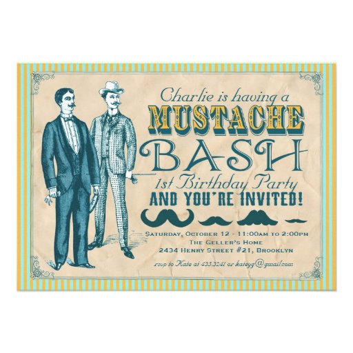 Mustache Bash Party Invitation