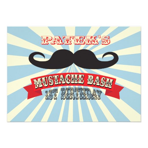 Mustache Bash Ticket Birthday Invitation