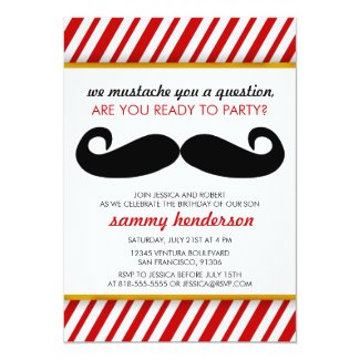 Mustache Birthday Invitation