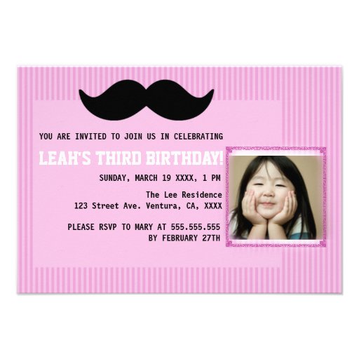 Mustache Birthday Party Invitation