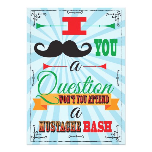 Mustache Birthday Party Invitations