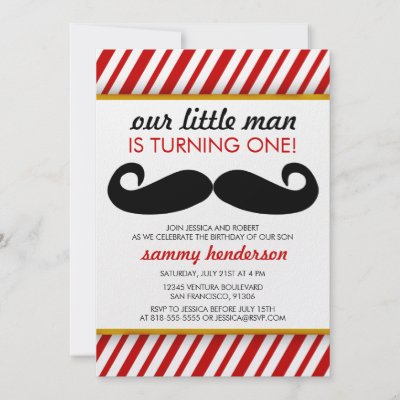 Mustache Boy Birthday Invitation