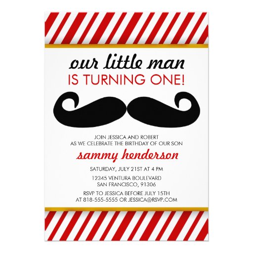 Mustache Boy Birthday Invitation