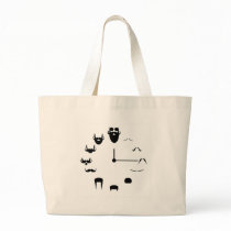 Mustache Clockface Canvas Bags