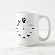 Mustache Clockface Coffee Mugs