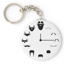 Mustache Clockface Keychain