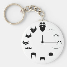 Mustache Clockface Keychain