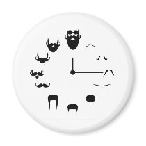 Mustache Clockface Fridge Magnets