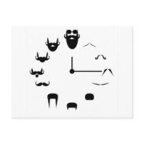 Mustache Clockface Postcards