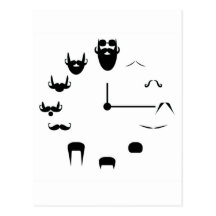 Mustache Clockface Postcards