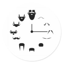 Mustache Clockface Round Stickers